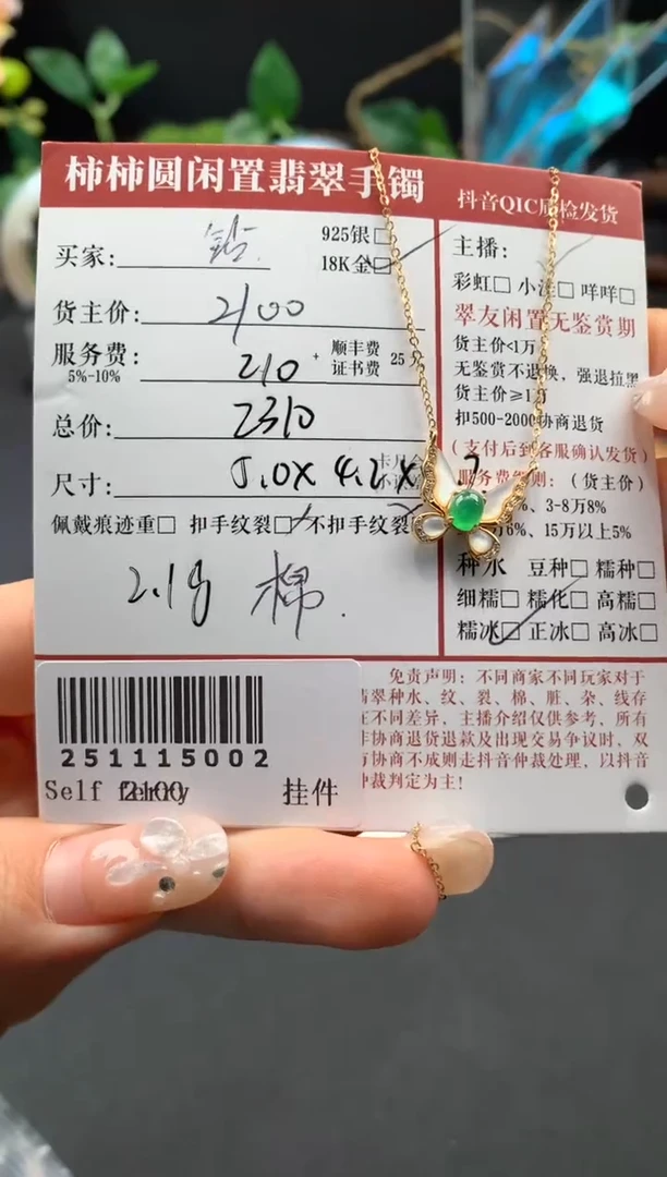 颈饰18K金镶嵌翡翠姐姐251115002