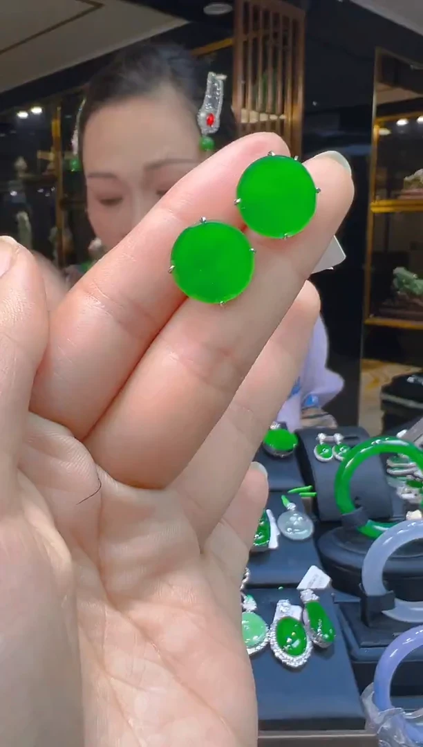 银S925镶嵌翡翠耳饰054