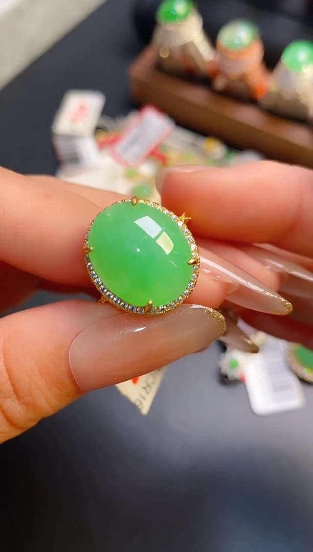 银S925镶嵌戒指翡翠天然