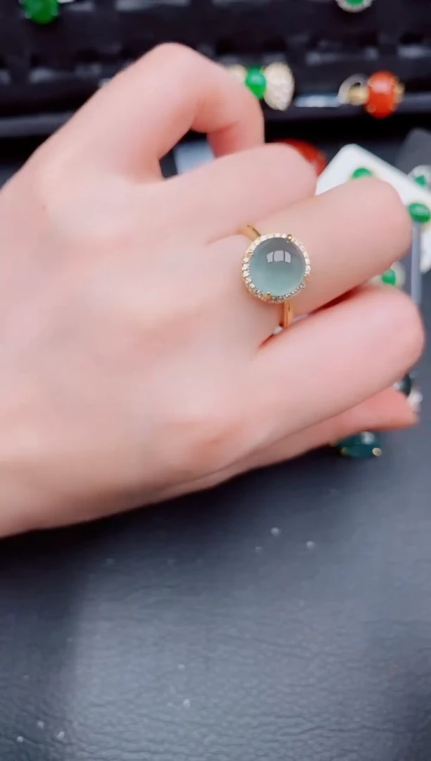 【闪购商品】翡翠戒指银S925镶嵌天然a货翡翠681