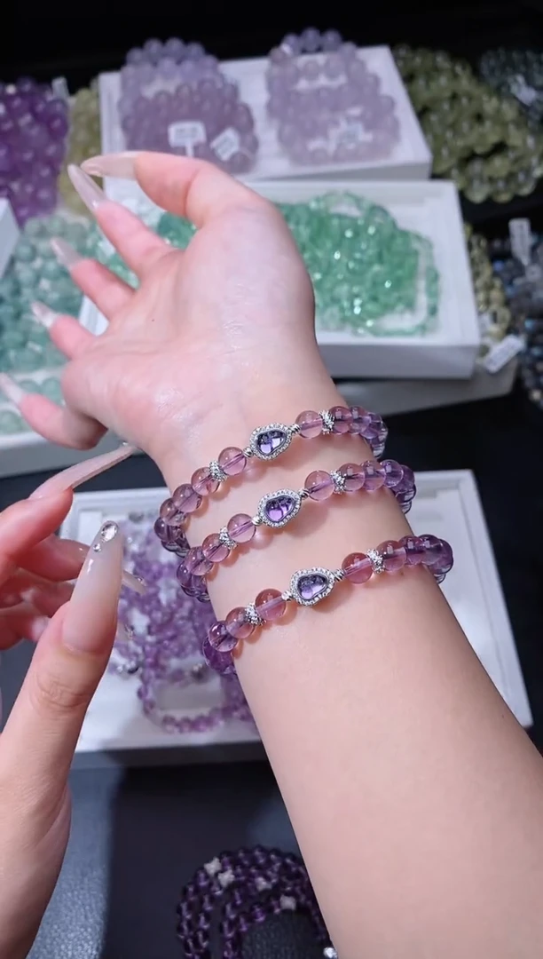 水晶手链合金726.5巴西紫水晶手串 多样性发其一