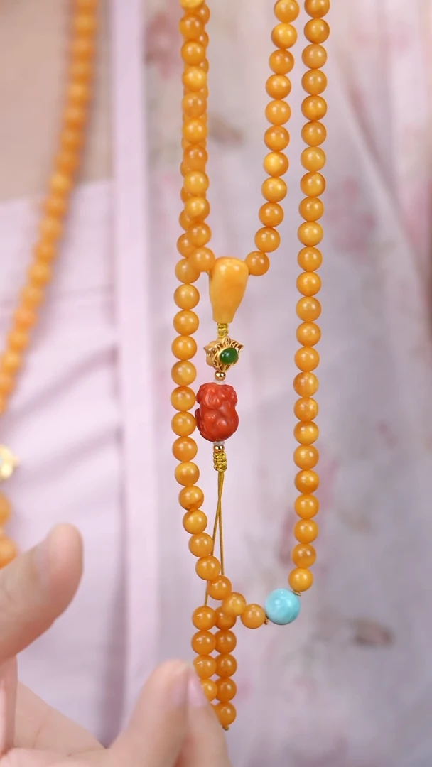 蜜蜡颈饰未镶嵌6+老花蜡diy108多样性发一