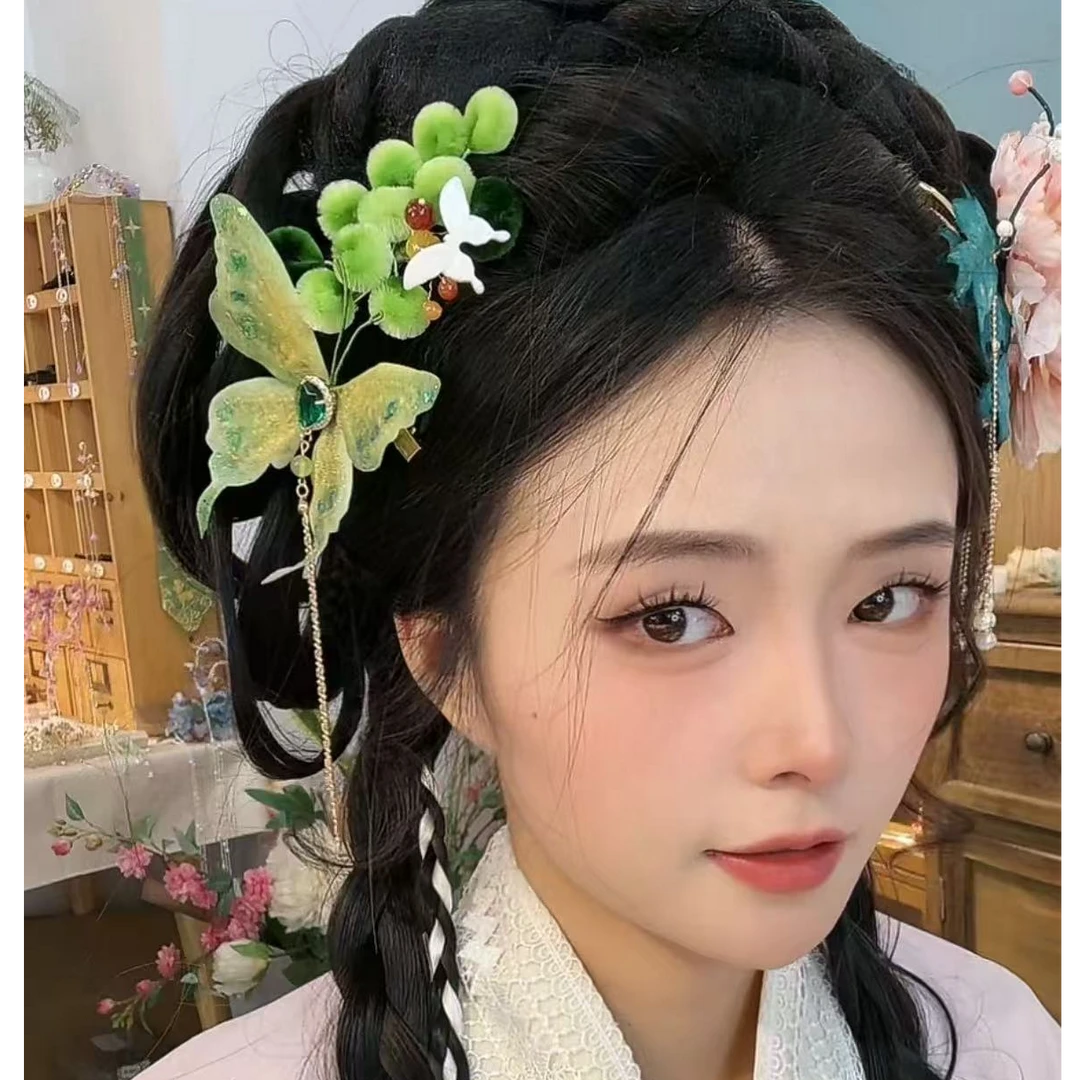 风雪初晴春波绿发夹原创汉服仙气日常古风国风饰品超仙