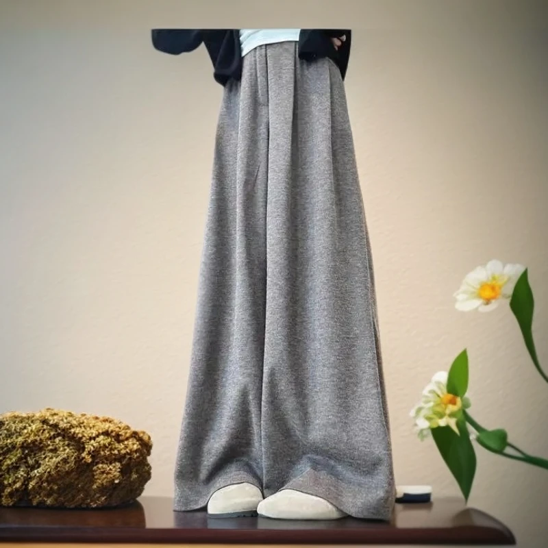 阔腿裤纯色高腰秋冬冬季休闲裤运动直筒韩版休闲长款加厚