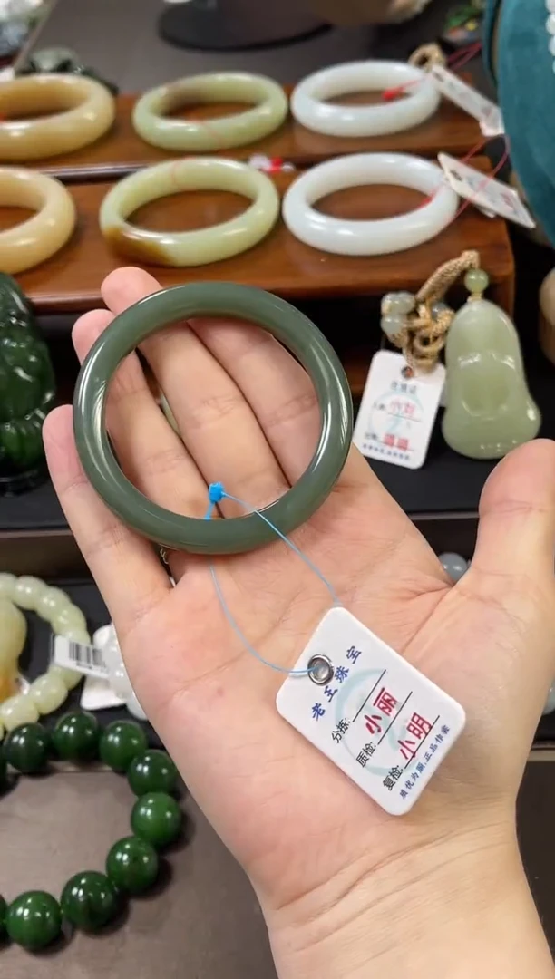 和田玉手镯未镶嵌塔什库尔干大同青玉54+圈9011268