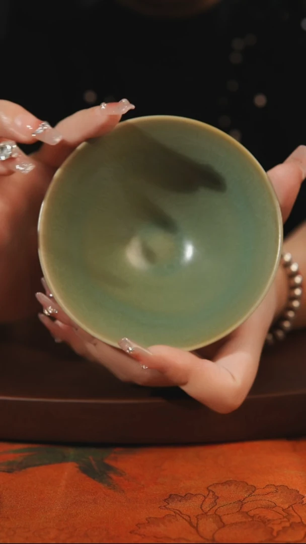 杯子美**角斗笠 柴烧全品一级 汝州原产地原矿仿古老釉