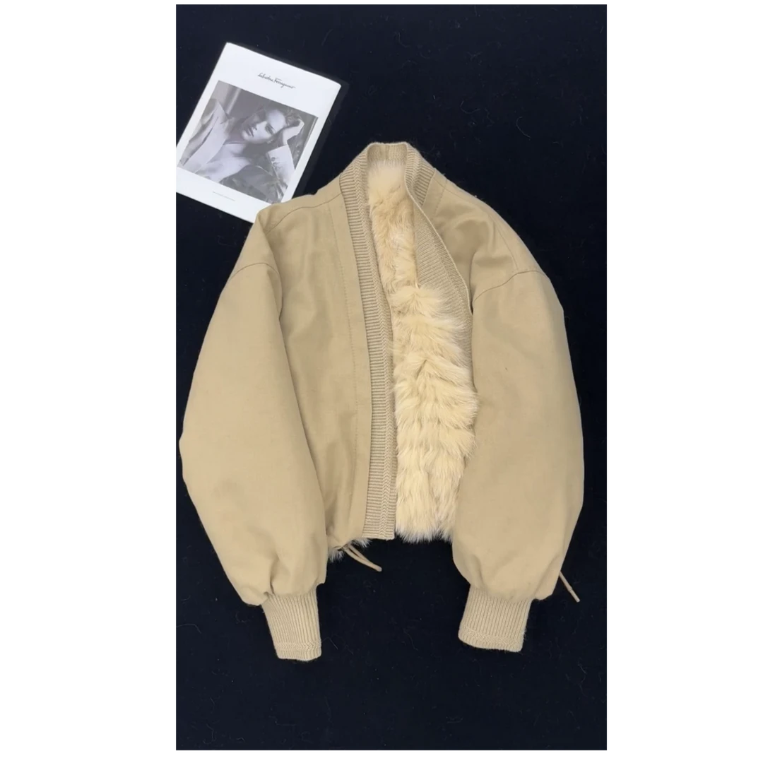 正反两面穿冬季新款环保仿皮草仿狐狸毛外套女款韩系慵懒风派克服