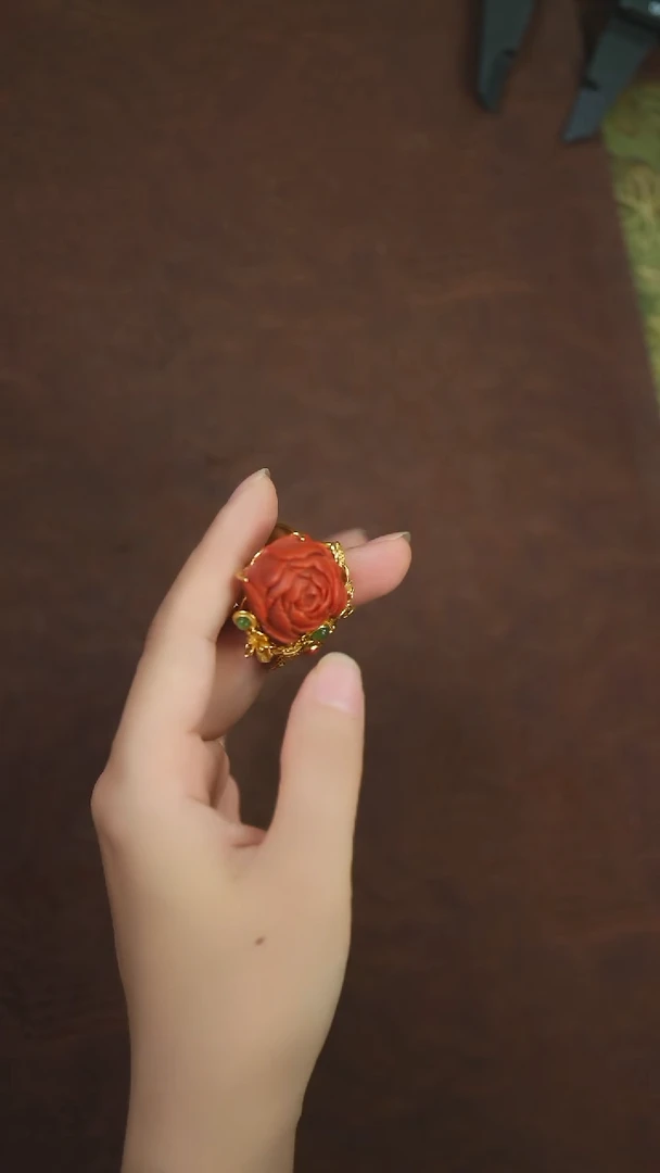 未镶嵌南红玛瑙挂件瑞*闪购 牡丹花戒指