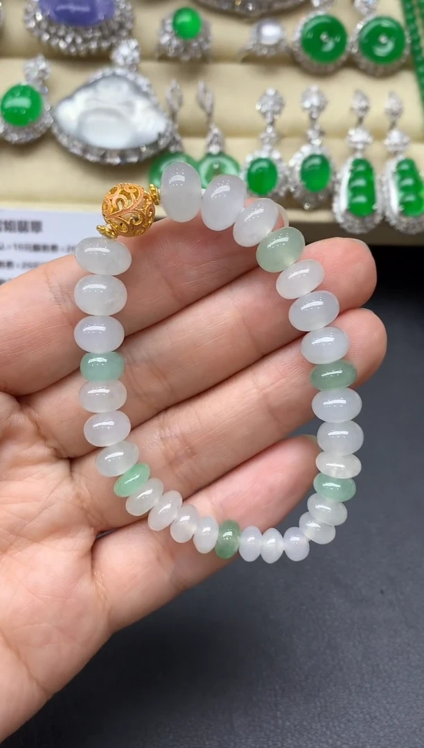 足金镶嵌手链翡翠233-中国好珍宝