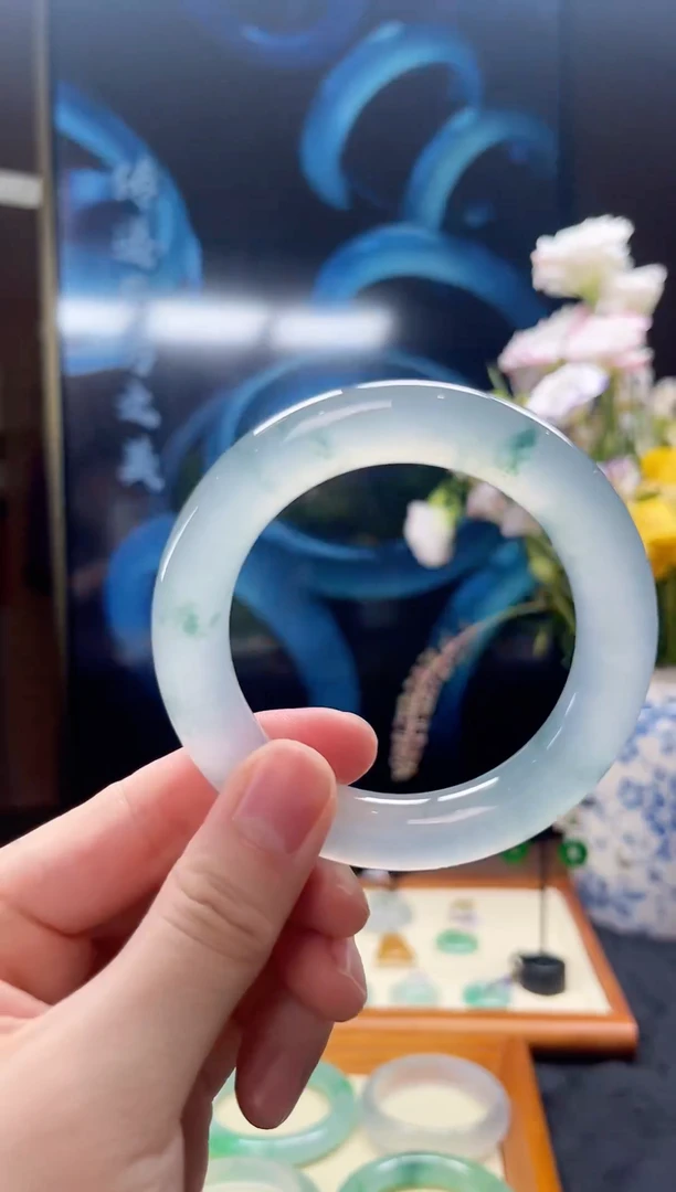 翡翠手镯未镶嵌陈逍翡翠 纯天然缅甸A货翡翠56.7