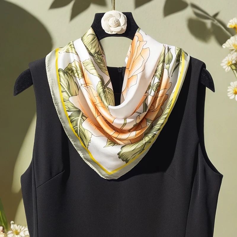 品牌65*65cm花枝俏丝巾 时尚气质2025年春秋百搭护颈高档方巾礼物