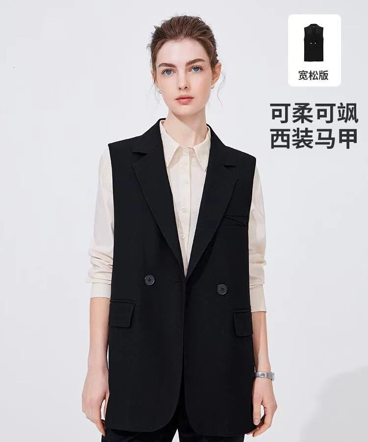 （正品）2025新款黑色西装马甲女士高级感休闲坎肩无袖外套