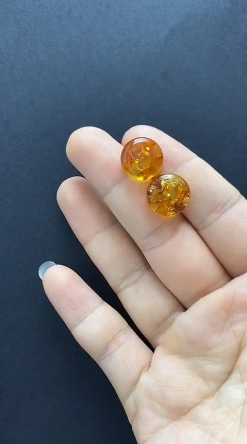 【闪购商品】琥珀裸石银S925镶嵌琥珀耳钉