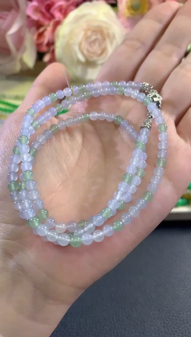 未镶嵌手串翡翠c155  紫货有色差