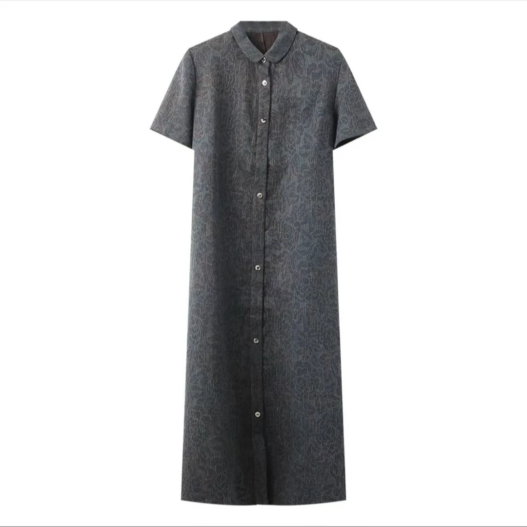 【澜亭絮絮】香云纱冠乐绉连衣裙238153清仓