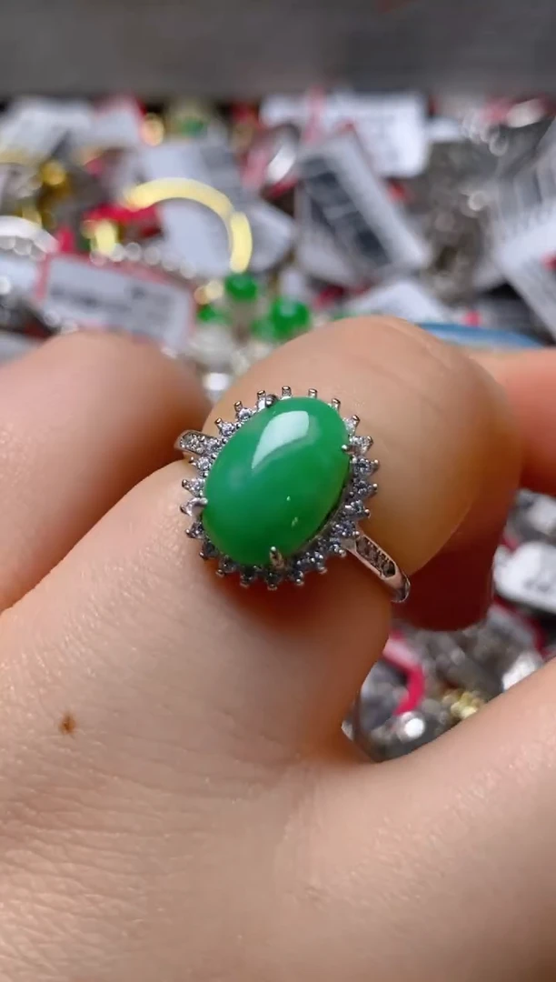银S925镶嵌戒指翡翠百内无证书