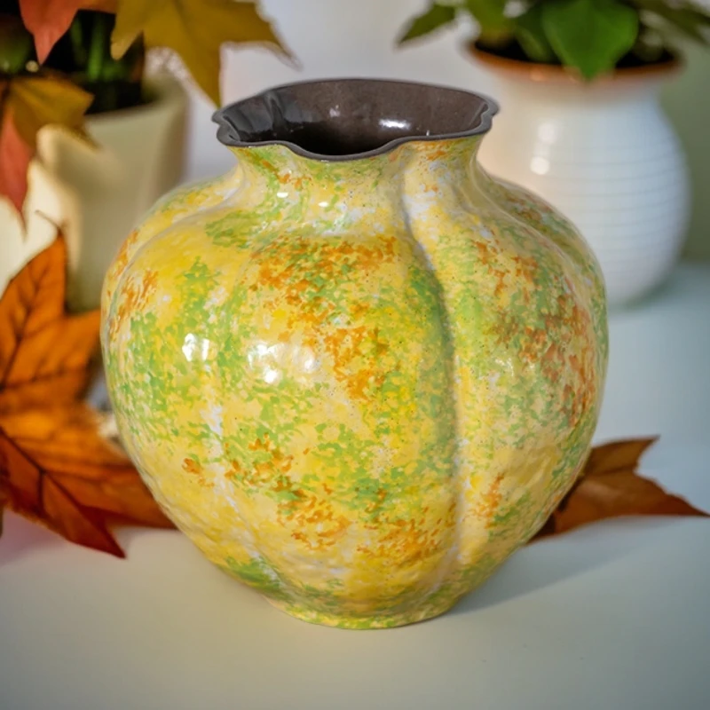 景德镇陶瓷花瓶高温家居玄关新中式风手工装饰水养器皿培摆件
