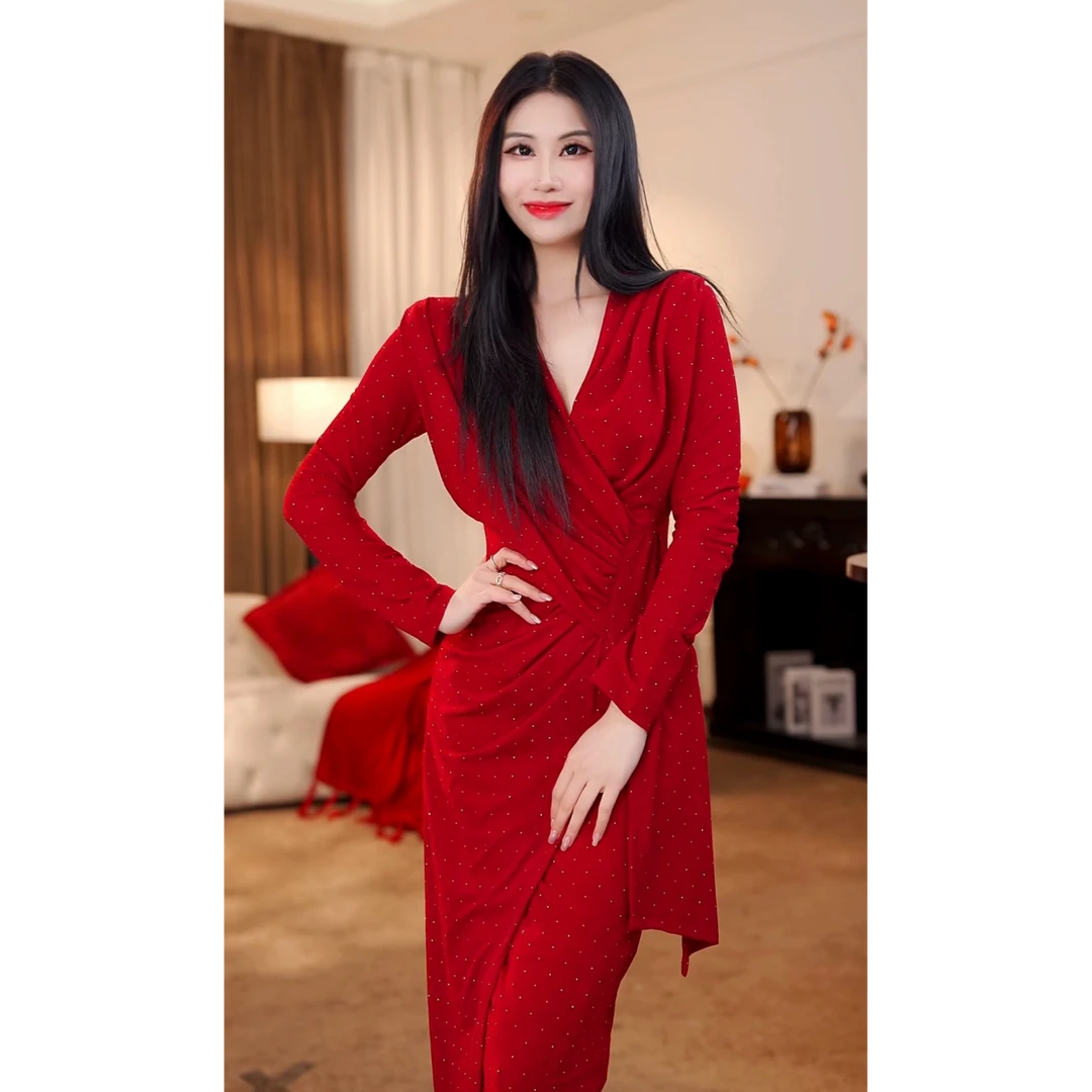 【可可专属】法式高级轻奢设计师气质显瘦小众时尚连衣裙-F946