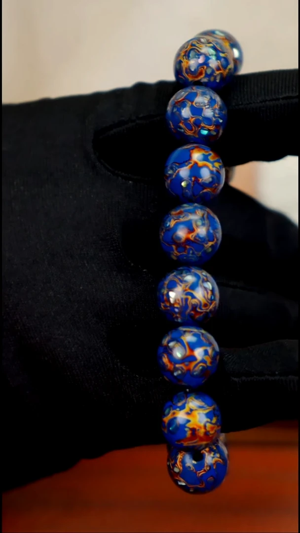 疯子大漆蓝金螺钿13mm  16颗