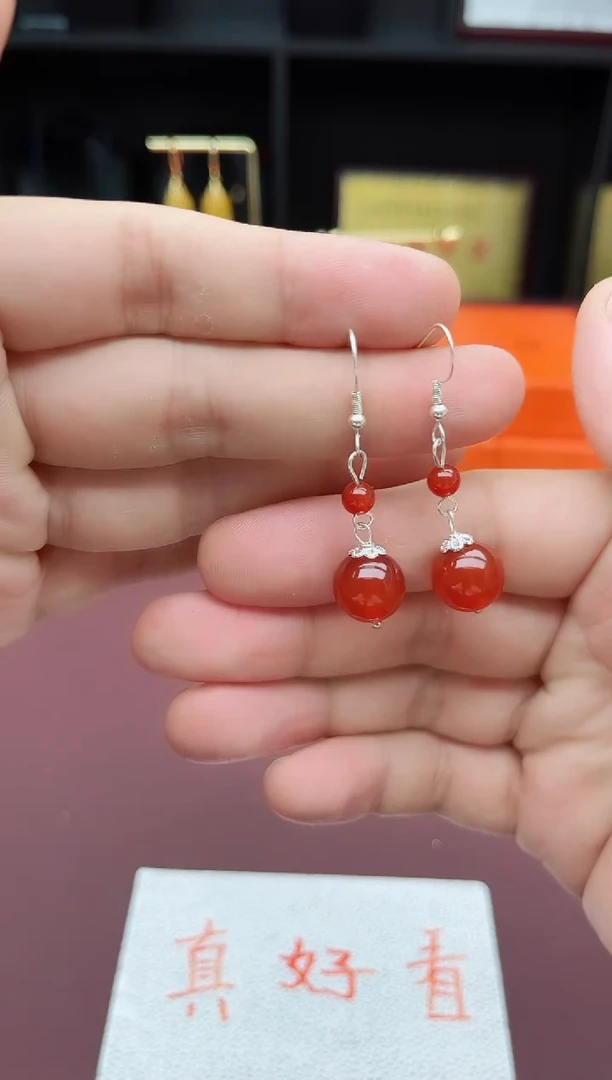 玛瑙/玉髓耳饰银S925镶嵌409000