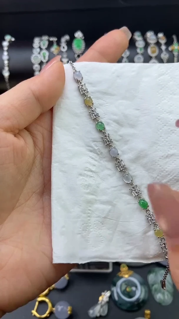 银S925镶嵌手链翡翠手链
