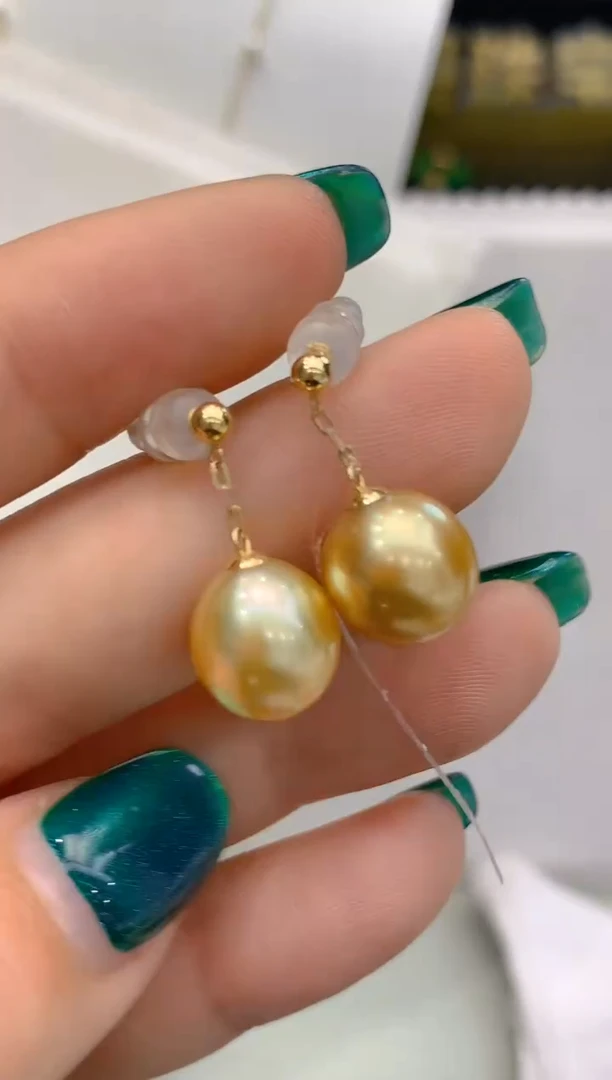 【闪购商品】海水珍珠耳饰18K金镶嵌35 10-11mm