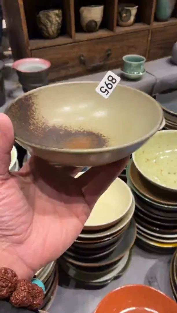 瓷片又****桥895微瑕青灰圆口碗1个