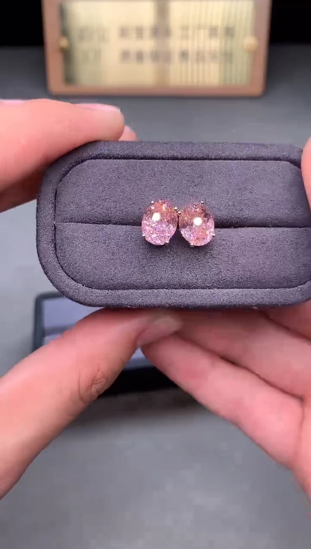 银S925镶嵌耳饰碧玺2222