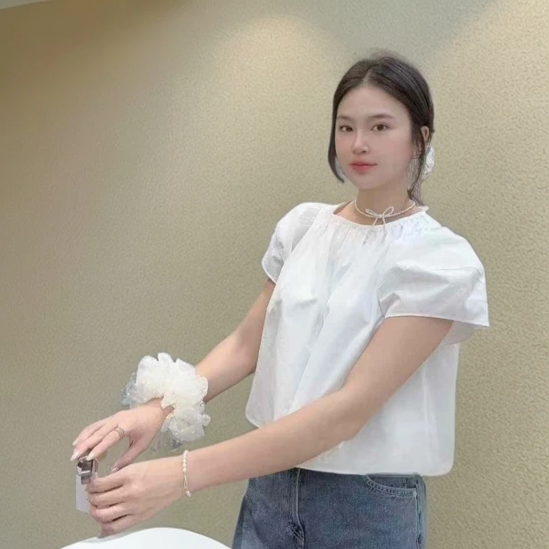 雪纺衫圆领短袖NO退换L-1-03通勤时尚衬衫宽松型