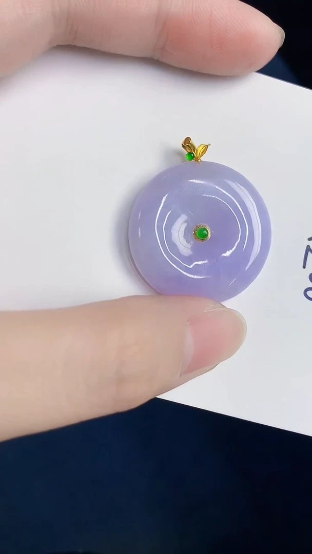 颈饰18K金镶嵌翡翠天然翡翠缅甸A货