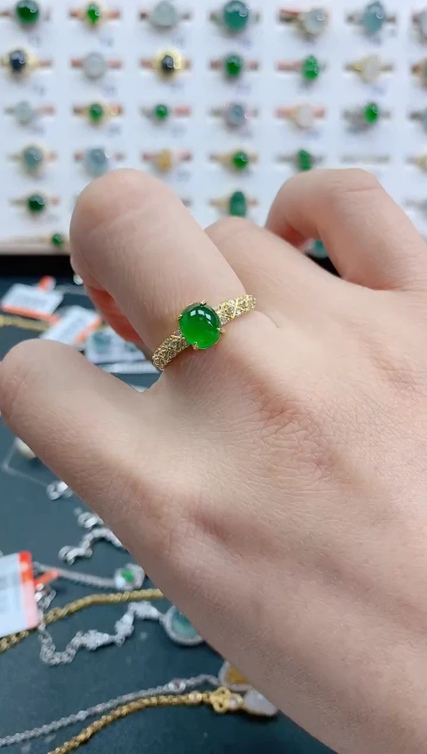 银S925镶嵌戒指翡翠天然翡翠