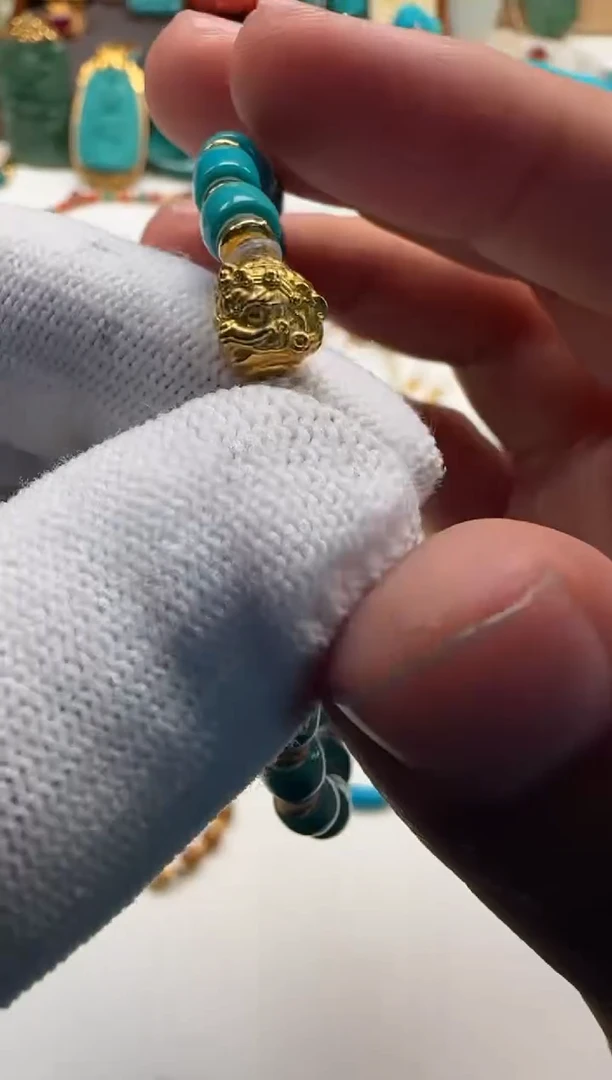 18K金镶嵌绿松石手串手串人*～手串手串