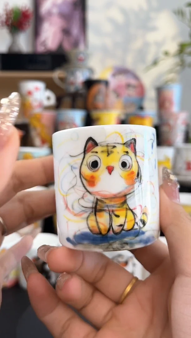 【闪购商品】摆件手工手绘陶瓷小杯杯