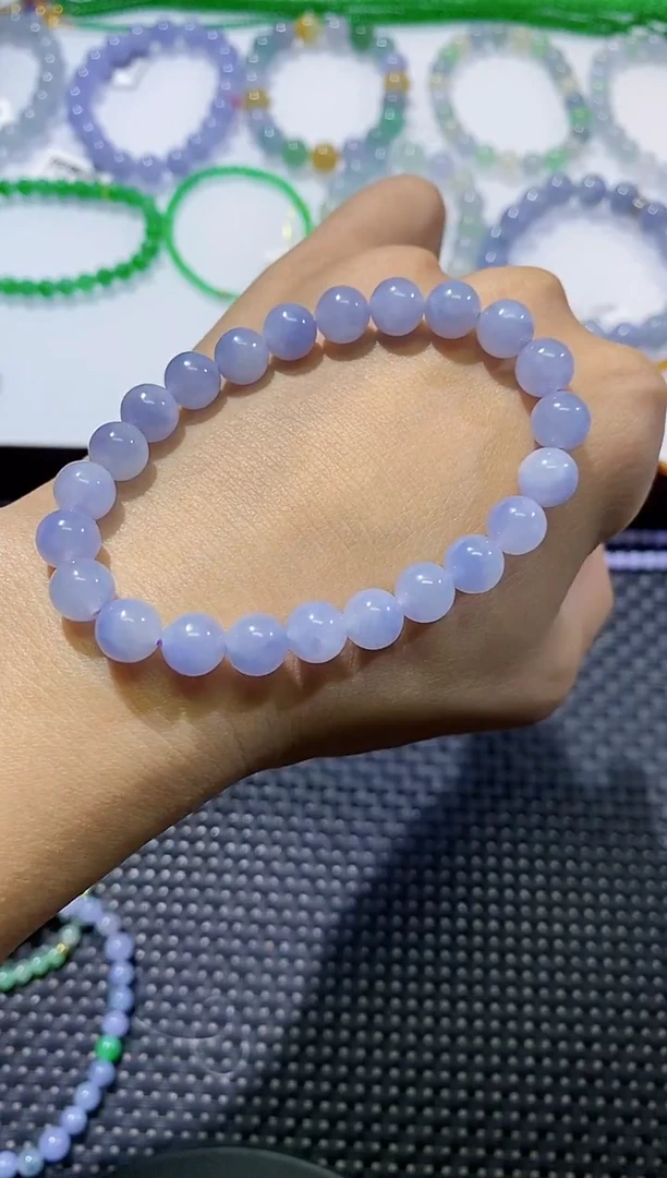 散珠翡翠卡8蓝紫手串