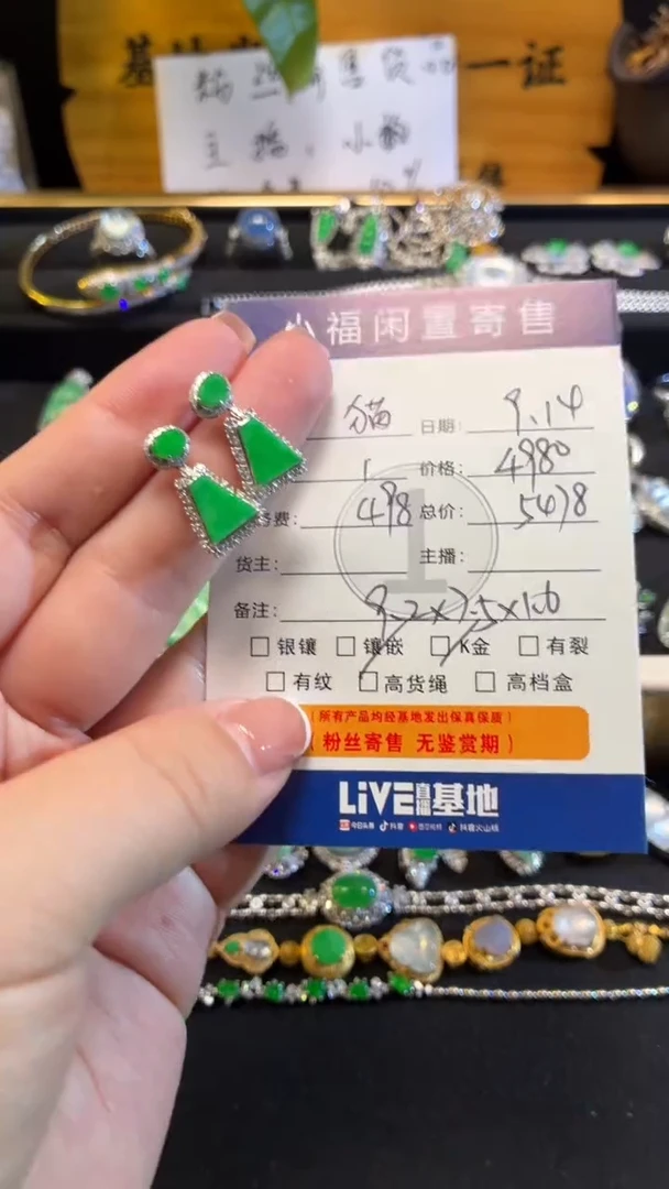 吊坠(不含链)18K金镶嵌翡翠猫****0耳饰