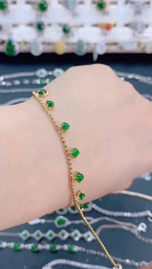 【闪购商品】银S925镶嵌翡翠手链天然翡翠