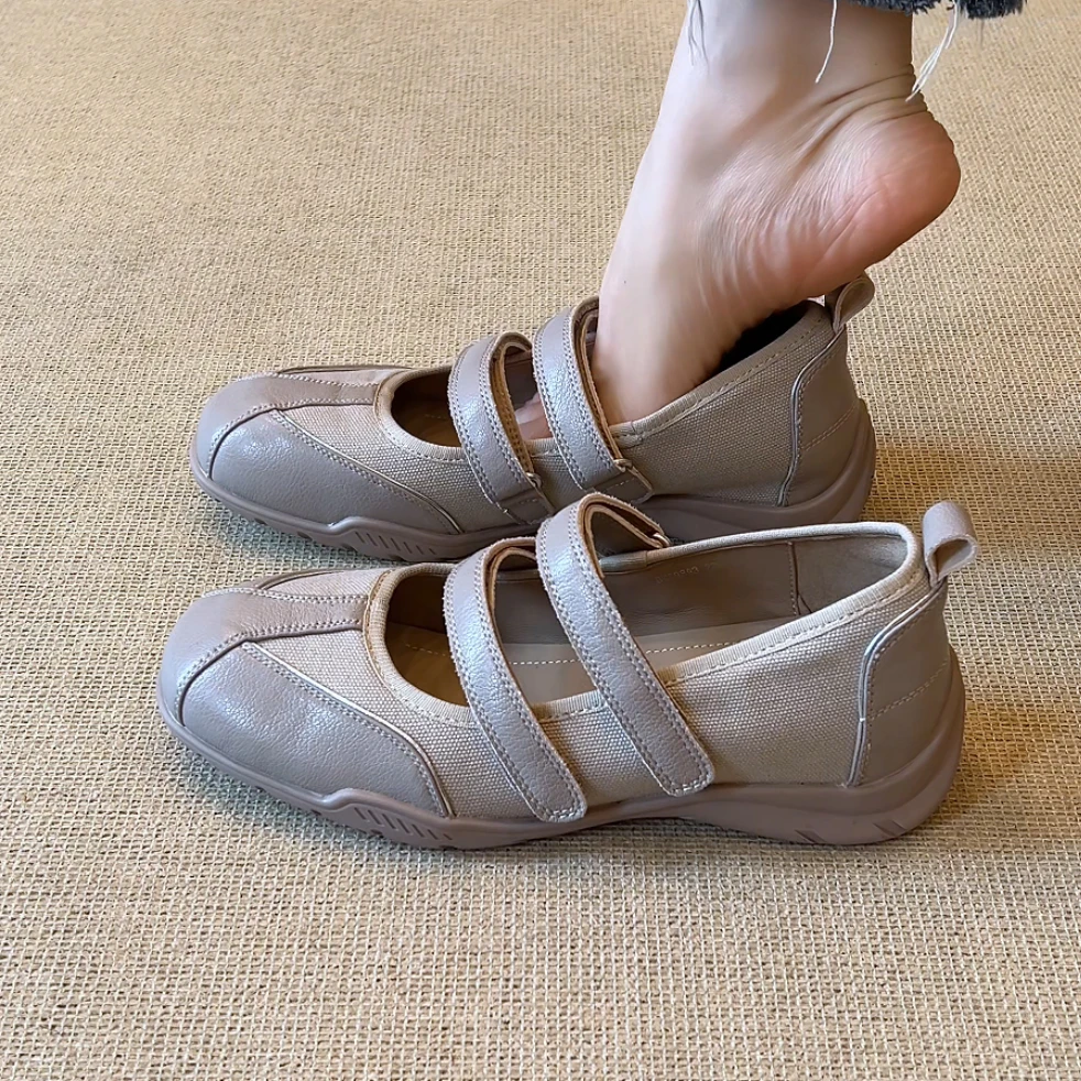 RubyL/5cm休闲运动风通勤百搭圆头魔术贴厚底浅口玛丽珍单鞋女款