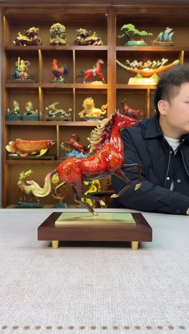 黄铜旭****选32CM高大漆马到成功