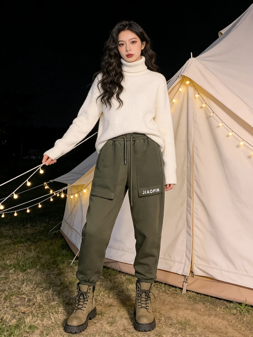 沸腾裤~长裤厚款男女同款卫裤冬季工装裤保暖束口1203#