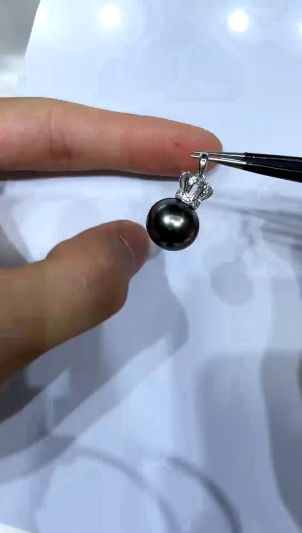 银S925镶嵌海水珍珠颈饰12-13