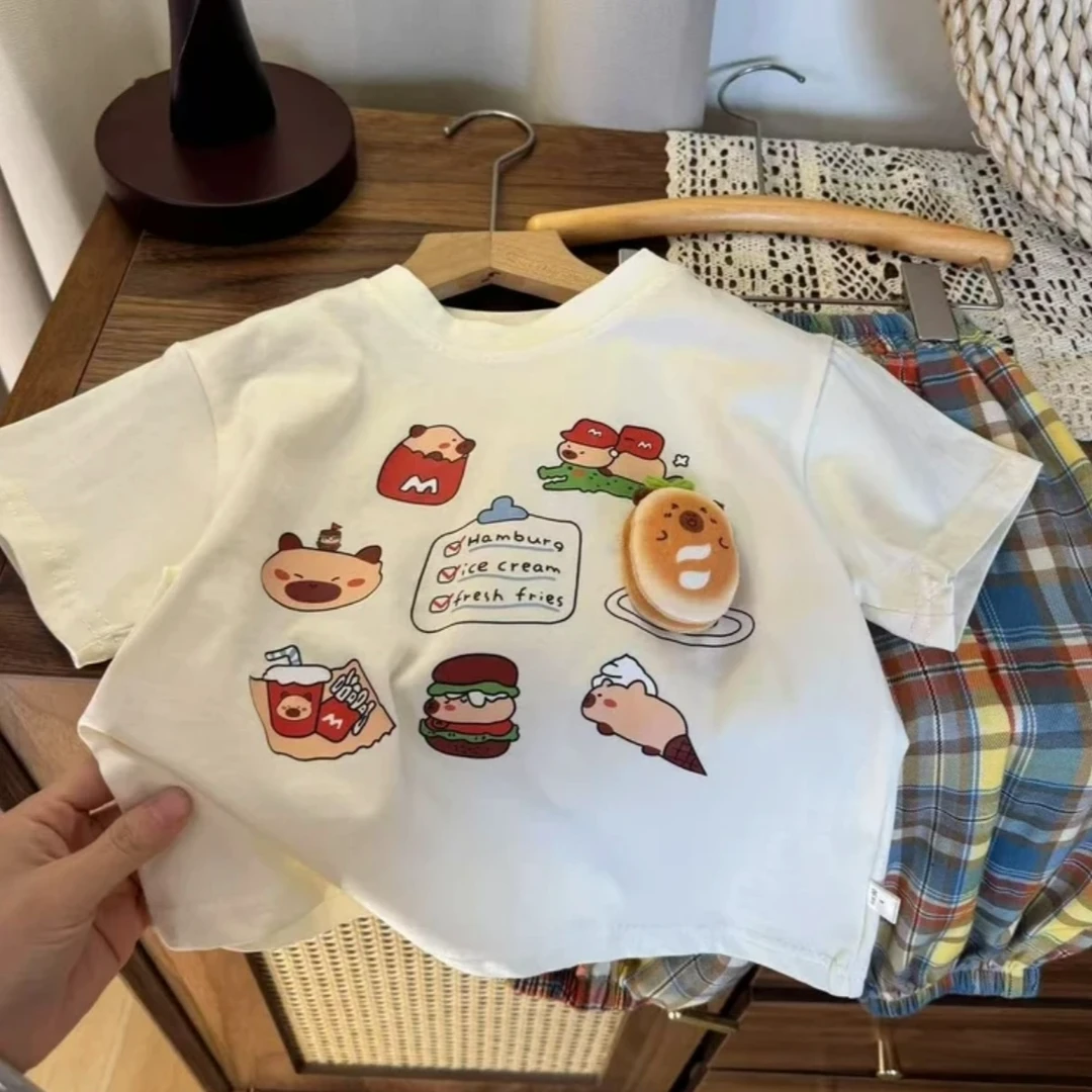 纯棉T恤夏季亲子款夏装短袖宝宝百搭A类吸汗宽松型小童韩版女女童