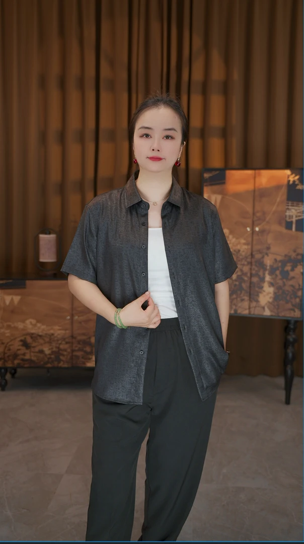 【香云纱】古法老料桑蚕丝男装休闲中国风大气透气吸汗男士衬衫08