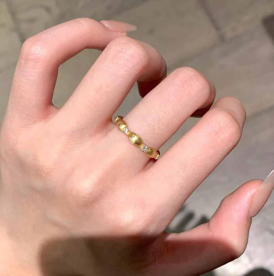【香港正品】新中式简约小众拉丝米珠戒指（1324）