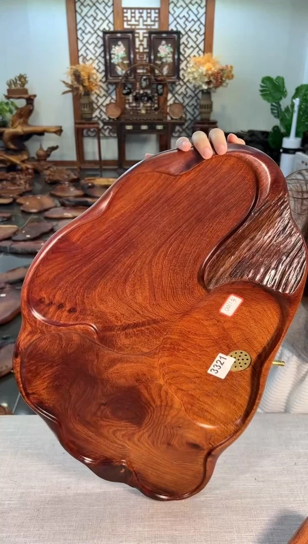 【闪购商品】大果紫檀（缅甸花梨）茶盘3321