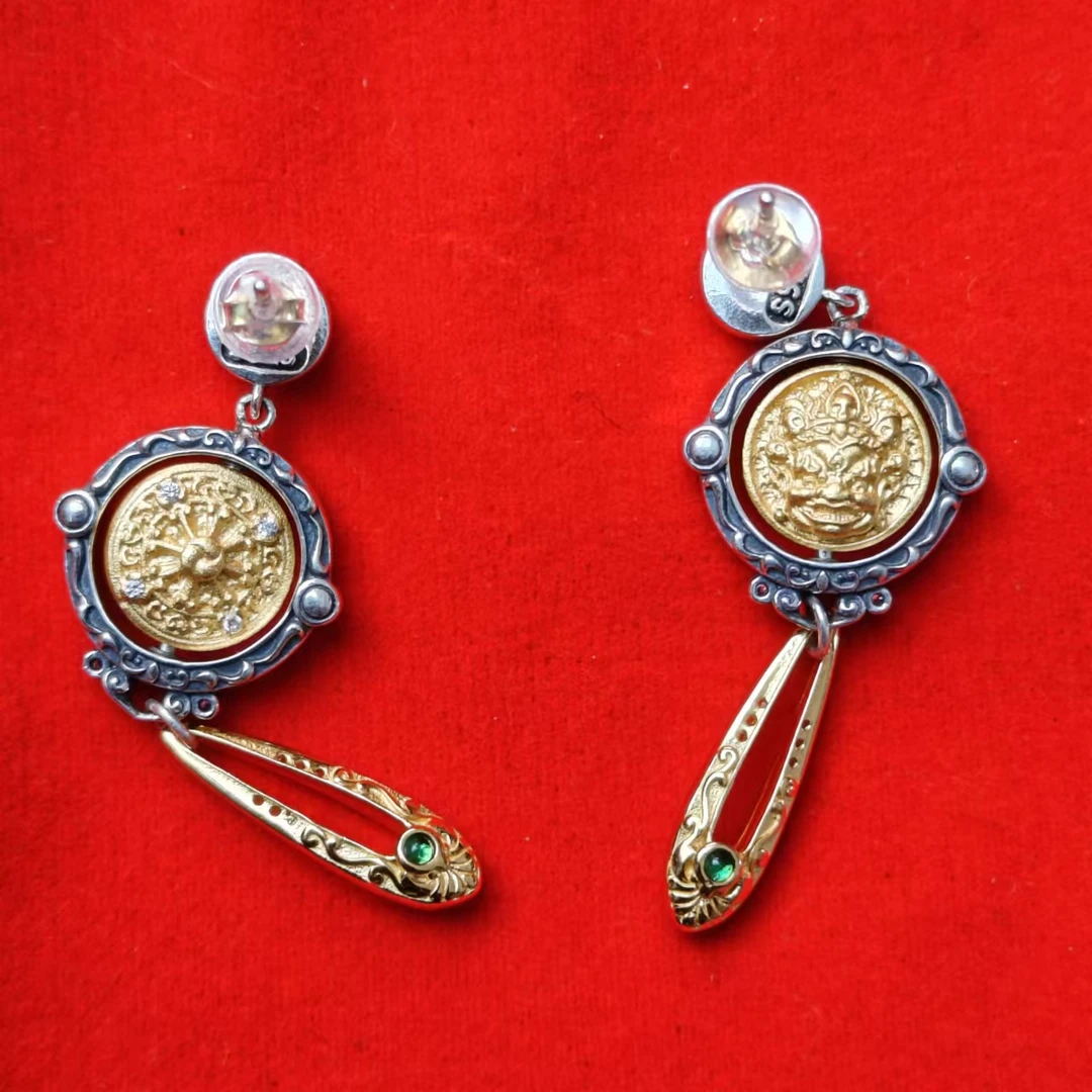 925银耳饰 黄财神民族风耳环耳饰