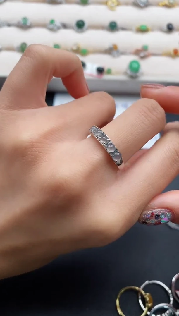 银S925镶嵌戒指翡翠66666666+10