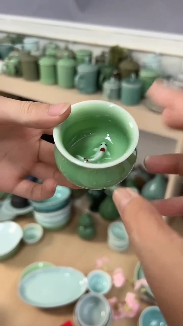 龙泉云间青瓷小米茶器