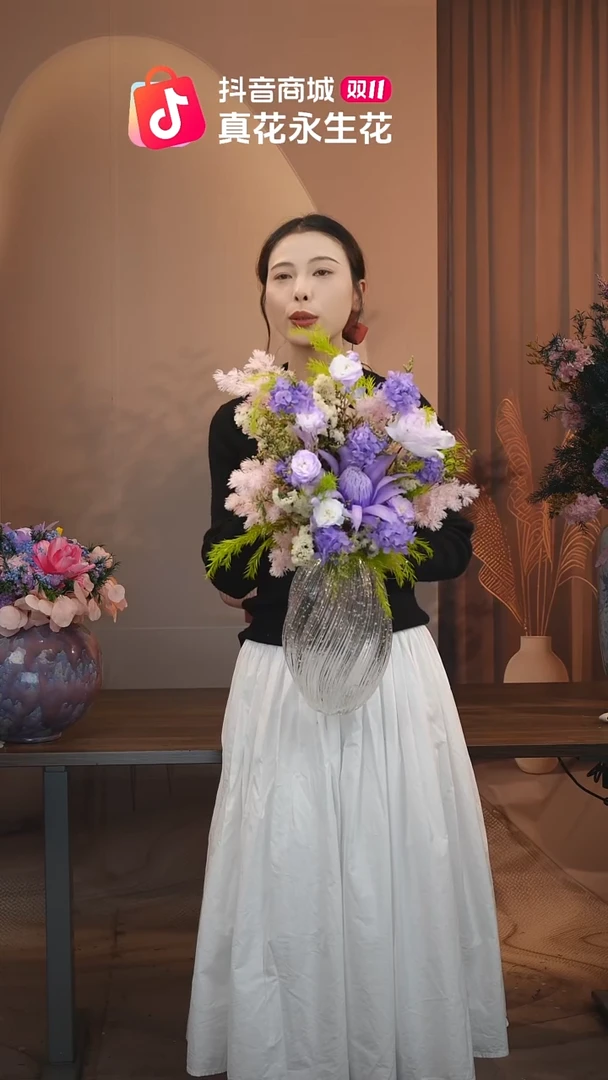木图片款式：花+花瓶一整套