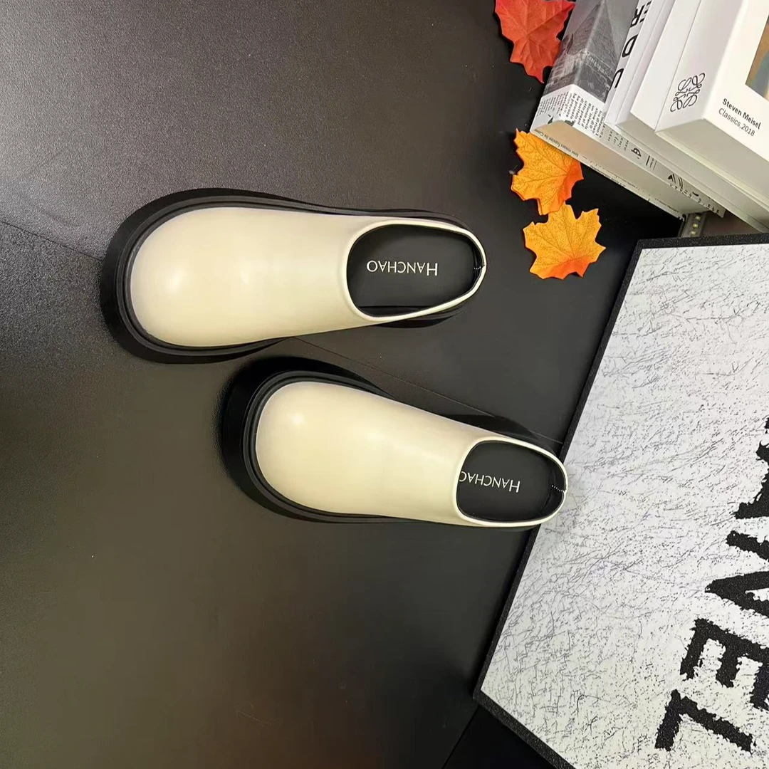 【茉茉】复古松糕厚底包头半拖春季新款一脚蹬拖鞋百搭勃肯鞋