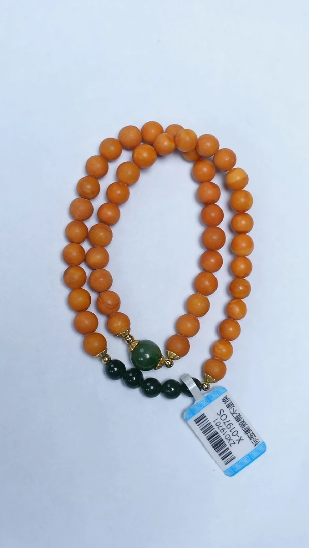 手链琥珀未镶嵌橘皮老蜡碧玉双圈7mm